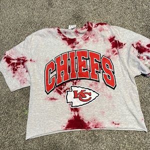Kansas City Chiefs Cropped Tie Dye TShirt Size Large